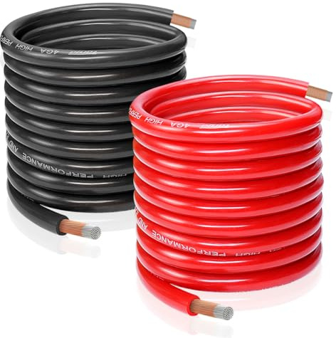 CCA Automotive Battery Cable 4 Gauge Wire - 8m Black+8m Red Flexibility Power/Ground Primary Auto Wire Car Audio Battery Welding Cable for Car, Truck, Marine, RV, Solar, and Audio Systems