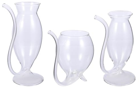 Hohopeti Vampirstil Weinglas 3 Stück aus Borosilikatglas, Dekorativ | Party Trinkbecher, Camping Trinkbecher, 190ml 300ml 340ml, Klare Tassen
