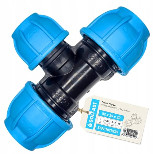 Raccord en T en PE - 32 x 25 x 32 mm - Raccord de serrage en T pour tuyau en polyéthylène - Système d'irrigation de jardin - Raccord de tuyau d'eau