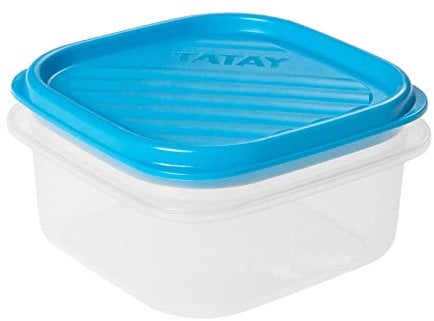 Tatay Fiambrera de Alimentos, Hermética, Tapa Flexible a Presión, Libre de BPA, Apto Microondas y Lavavajillas, Color Azul, Medidas: 10 x 10 x 5,5 cm, 0.3L de Capacidad
