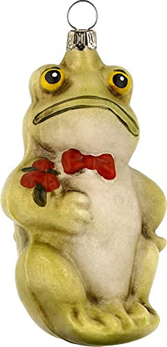 Marolin Glas Figur 'Frosch mit Fliege' patiniert