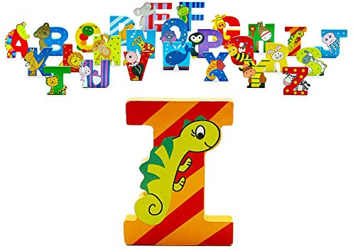 Wooden Letters by Orange Tree Toys, Letter I for Iguana - Alphabet Animals Letters for Personalised Baby Name, Toy Box, Door, Wall Decorations - Safari Nursery Decor, Boys Girls Bedroom Accessories