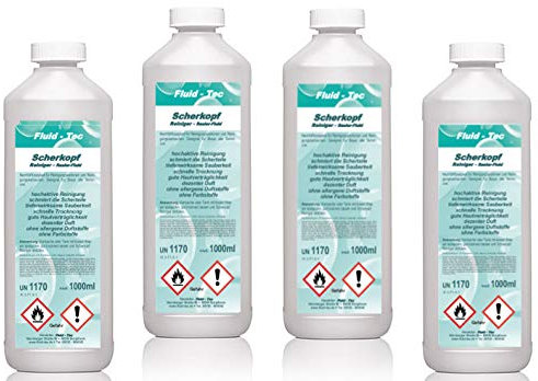 Fluid-Tec 4 Liter Scherkopfreiniger Nachfüllflüssigkeit für Reinigungskartusche, Rasierer Reinigungsflüssigkeit kompatibel mit Braun Reinigungsstation Serie 3/5/7/9