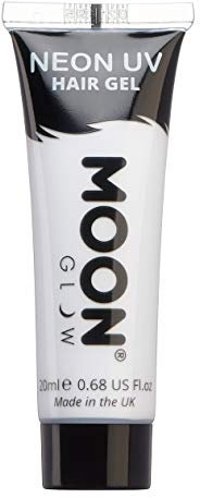 Moon Glow, Neon-UV-Haargel Temporäre auswaschbare Haarfarbe, Spike und Leuchten! (Weiß, 20 ml (1 Stück))