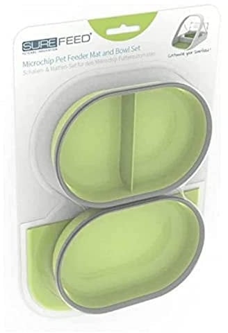 Sure PetCare | Lot de Tapis et Bol SureFeed, Compatible avec Le Distributeur de Nourriture à Puce électronique SureFeed avec Couvercle hermétique intégré, pour Aliments humides et secs, Vert