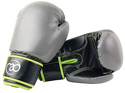 Boxing Mad Unisex Adult PVC Sparring Boxing Gloves - Green/Grey, 12 oz.