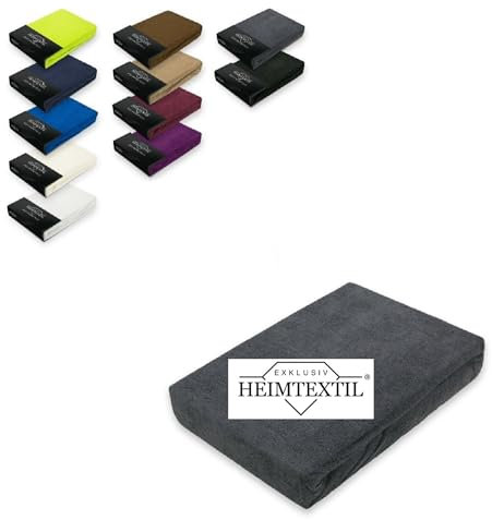 EXKLUSIV HEIMTEXTIL Frottee Spannbettlaken Marke 140 x 200 cm 80% Baumwolle, 20% Polyester Öko - Tex Zertifiziert, Markenqualität, Matratzenhöhe bis 25 cm, Anthrazit