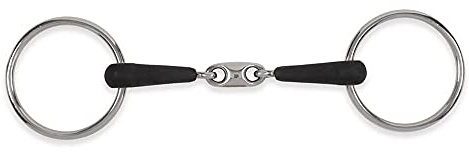 Shires Equikind Plus Loose Ring Peanut Link Bit 5 inch Silver Black