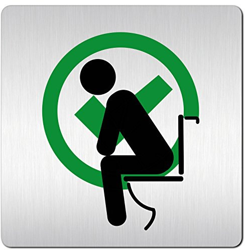 Türschilder24 XXL Schild - Türschild (B) • 125 x 125 mm • Bitte im sitzen pinkeln - Nicht im Stehen pinkeln 008 • 1,5 mm Aluminium Vollmaterial • 100% Made in Germany