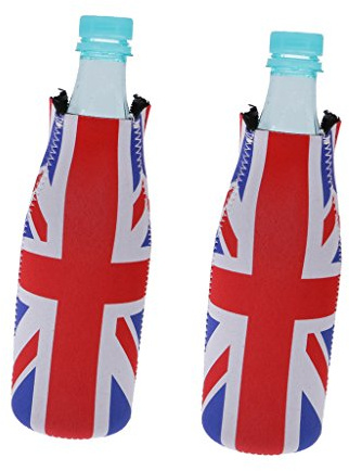 P Prettyia Pack 2 Neoprene Can Bottle Holder Cooler Stubby Beer Union Jack Britain Flag UK