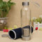 Botella de agua de cristal de 550 ml para zumo y té + taza con infusor de filtro, sin BPA, color azul oscuro