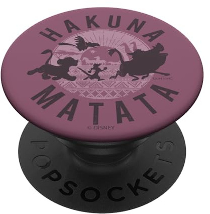 PopSocket PopGrip: Disney The Lion King Simba Timon Pumbaa Hakuna Matata Purple Ausziehbarer Sockel und Griff für Handys/Tablets mit Tauschbarem Top