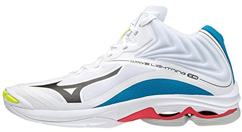 Mizuno Unisex Lightning Z6 Mid Volleyball-Schuh, White/Black/Divablue, 44 EU