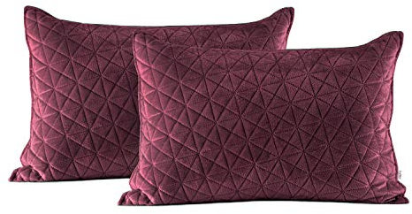 AmeliaHome 2 Kissenbezüge 50x70 cm violett lila zweiseitig Steppung Velvet Samt Laila