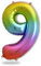 FUNXGO XXL Folien-Ballon 9, Helium-Ballon, Luftballon-Zahl, mehrfarbige Riesen-Ballonzahl, Verstärktes Material, Party-Deko zum 9. Kinder-Geburtstag, Hochzeitstag, bunt