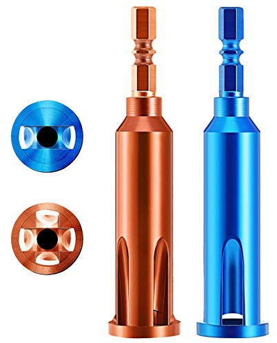Techson Wire Twisting Tools, Wire Terminals Tools for Stripping and Twisting Wire Cable, Wire Stripper and Twister with Hexagon Handle 1/4 Batch Head(2, Blue and Orange)