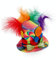 NET TOYS Farbenfroher Mini-Zylinderhut Clown mit 2 Haarclips - Knallige Damen-Kopfbedeckung Närrin - EIN Blickfang für Fasching & Fastnacht