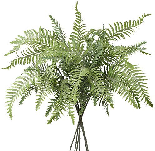Helecho de Boston Artificial de Plástico de 76,2 cm, Hojas Falsas de Helecho, arbustos Falsos Plantas Artificiales para decoración del hogar, Cocina, jardín, Centro de Mesa - 3 Piezas