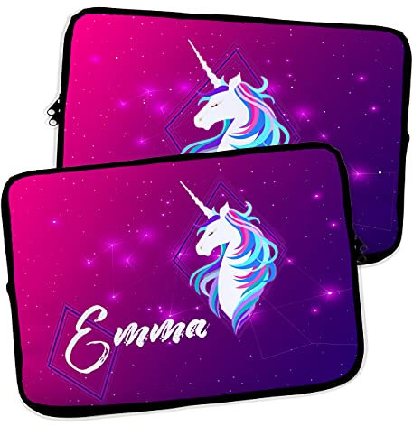Housse pour Ordinateur Portable et Tablette. Personnalisé avec Nom. Housse Tablette. Néoprène. Pochette Sacoche pour Chromebook Ultrabook Netbook Tablette. Unicorn