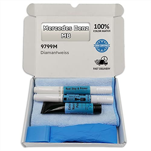 Genuine Colors Stylo de Retouche DIAMANTWEISS 9799M pour Mercedes Benz MB Argent