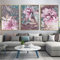 EXQULEG 3er Set Design-Poster,Natur Rosa Frühling Blumen Ohne Bilderrahmen Print Bilder Wandbild Wandkunst Deko für Wohnzimmer Schlafzimmer (ABC,40x60cm)
