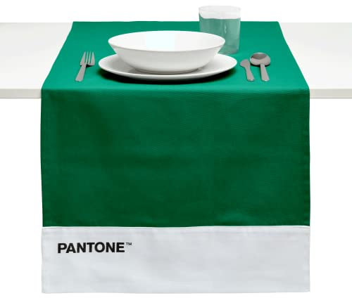 PANTONE Runner Tavola Moderno in 100% Cotone, 220 gr - Tovaglia Centrotavola Morbida e Resistente, Ideale per Accessori Cucina e Tovagliette Centro Tavola in Tessuto, 45x145 cm, Verde