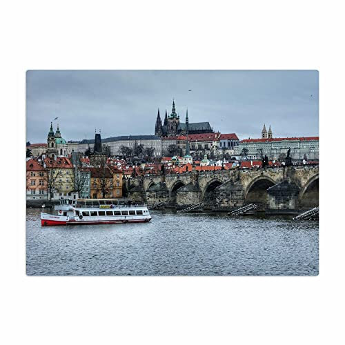 Vero Home 10867 Glas-Schneidebrettchen | Motiv Orte Prag | rutschfest, kratzfest und lebensmittelecht | Maße: 29 x 20 cm