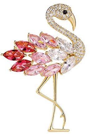Broche flamant rose avec strass pour femmes et filles - Broche tendance en cristal délicat - Accessoires de robe élégants - Bijoux cadeau - Corsage pour chapeau, sac, costume, cravate, mariage, Noël,