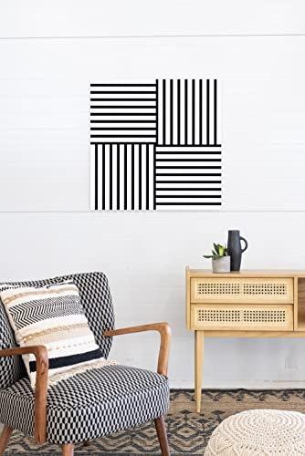Leiste24 Lamellenverkleidung - Wandverkleidung - Akustikpaneel 400 x 400 mm - Akustikfilz Schwarz - Lamellendekor Weiß