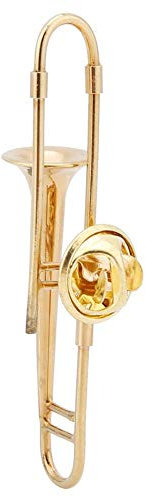 Cyrank Musikinstrument Brosche, Posaune Brosche, Miniatur-Musikinstrument, Mode-Revers-Brosche, Anstecknadel, Brosche mit samtgefüttertem Etui für musikalisches Geschenk(Trombone)