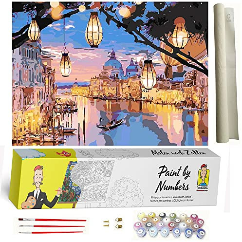 DonElton Malen nach Zahlen für Erwachsene, Städte – 40 x 50 cm, Malsets mit Pinseln, Acrylfarben und Leinen-Leinwand, rahmenlos – kreatives Geschenk (Venedig)