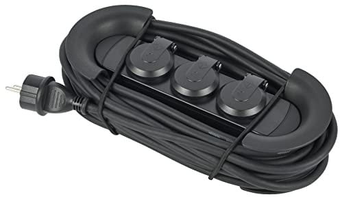 Electraline 30925 Bloc Multiprises Étanche Professionnel Outdoor avec Rallonge électrique 10M, 3 Prises 16A, Câble 10M H05RR-F 3G1.5, IP44 IK09 ultra-robustes, idéal pour chantiers, garages et jardins