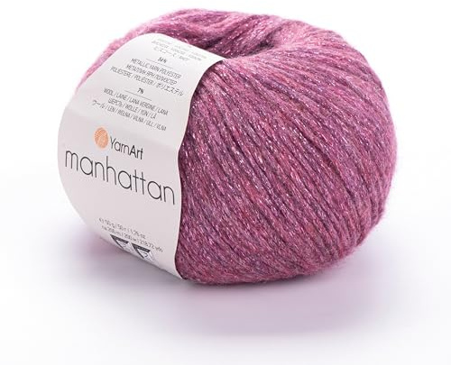 Yarn Art Manhattan - Wool Blend Knitting Yarn with Metallic Thread, 1.76 Oz, 218.72 Yds, Sport Weight