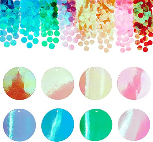 PH PandaHall 240g 30mm Große Pailletten zum Basteln, 8 Farben Flache Runde Pailletten Pailletten PVC Lose Pailletten und Pailletten zum Sticken Applikation Stricken Kunst Kunsthandwerk Verschönerung