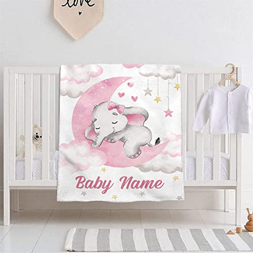 AOKILE Babydecke mit Namen Geburtsdatum personalisiert,Individuelle Baby Decke Junge Mädchen kuschelig weich Kinderdecke Namensdecke für Geburtstag, Geschenke
