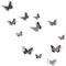 Design WANDSCHMUCK Schmetterlings SCHWARM aus Metall | Wanddekoration mit 12 Schmetterlingen silberfarben