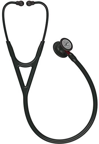 3M Littmann Cardiology IV Stethoskop mit Gratis Gravur und Penlight (Schwarz/Black Edition/Rot Stem)