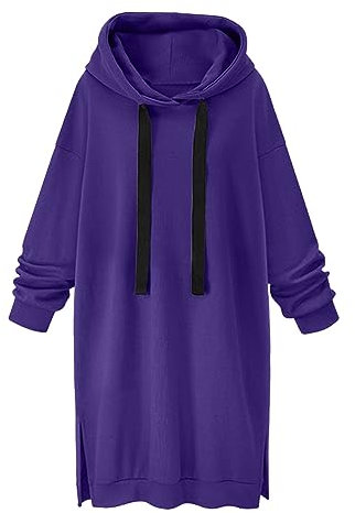 Robe Sweat Femme Sweat A Capuche Femme Pas Cher Automne Hiver Chaud Long Hoodies A Manche Longues Vintage Ample Grand Taille Pullover Coton Pull Long Veste Ourlet Fendu