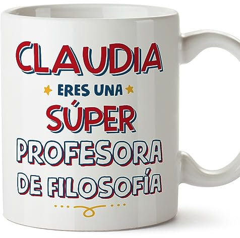 MUGFFINS Tazas Personalizadas para PROFESORA DE FILOSOFÍA mujer - En Español - Eres Súper - 11 oz / 330 ml - Regalo Personalizable original y divertido