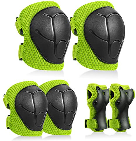 Knieschoner Kinder Schoner Set Inliner Schützer 6 in 1 Schutzausrüstung für 3-7 Jahre Kinder Ellenbogenschoner Handgelenkschoner Protektoren für Skateboard Roller Skaten Fahren