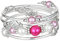FULU AUTUMN Damen Boho Armband mit Mehrschichtiges Perlen Silber Wickelarmband Modeschmuck Geschenke zum Geburtstag und Muttertag für Frauen(18-Hot pink)