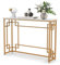 LIFEZEAL Konsolentisch Marmor, Eingangstisch aus Metallrahmen, Flurtisch mit verstellbaren Füße, Eleganter Beistelltisch für Flur, Wohnzimmer, Eingang, 110 x 30 x 81cm, Gold