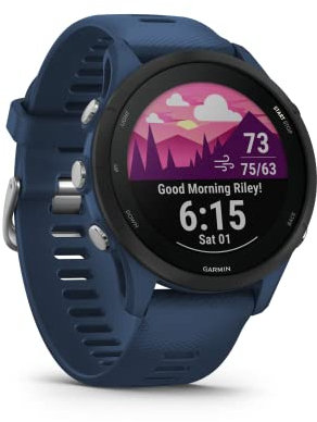 Garmin Forerunner 255 (Ricondizionato), Smartwatch per la corsa, 46mm, GPS multi-band, Cardio, VO2max, Running Power, Report mattutino, HRV Status, Piani gratuiti 5K, 10K e 21K, Recupero (Tidal Blue)