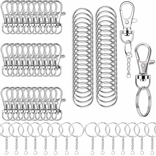 100 Stück 25mm Schlüsselring Verschluss Schlüsselring mit Kette Schlüsselanhänger mit Spaltringe für Bastelarbeiten DIY, Rucksack, Handtasche, Schlüssel, Halsketten, Armbänder