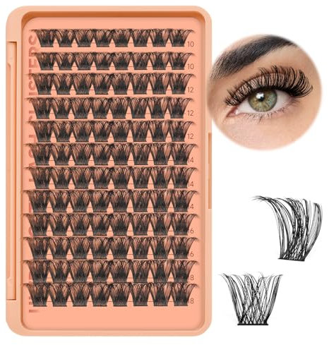 Higu clace Faux Cils, 96pcs Cils Individuels D Curl 8-18mm, Touffes de Cils Ultra Doux, Bande Délicate, Extensions de Cils Soyeuses DIY, Touffues Réutilisables (UltraSofty02 mix10-18mm)