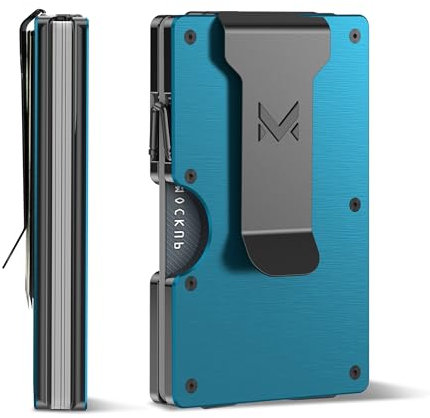 MIFANYO Geldbörse Herren Minimalistische, Schlanke Metall KreditKartenetui Geldbeutel, RFID Schutz Aluminiummetall Kartenhalter, Kleine Geldklammer Brieftaschen für Männer, Gebürstetes Marineblau