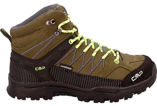 CMP Kids Rigel Mid Trekking Shoes Wp, Wanderschuhe, Olive-Yellow Fluo,