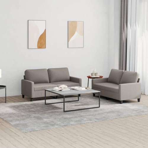 UTSRABFA Sofa Sitzbank Esszimmer Cord Sofa Küchensofa 2-TLG. Sofagarnitur mit Kissen Taupe Stoff Geeignet für Schlafzimmer, Wohnzimmer, Esszimmer, Büro
