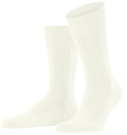 FALKE Herren Socken Lhasa Rib M So Wolle Kaschmir einfarbig 1 Paar, Weiß Off-White 2040, 39-42