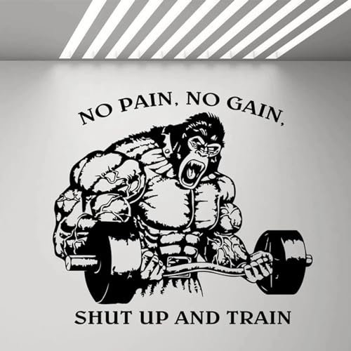 MIXUEXUNLU Kein Schmerz, kein Gewinn, Fitnessstudio, Wandtattoo-Poster, inspirierendes Zitat, Vinyl-Aufkleber, dekorative Kunst